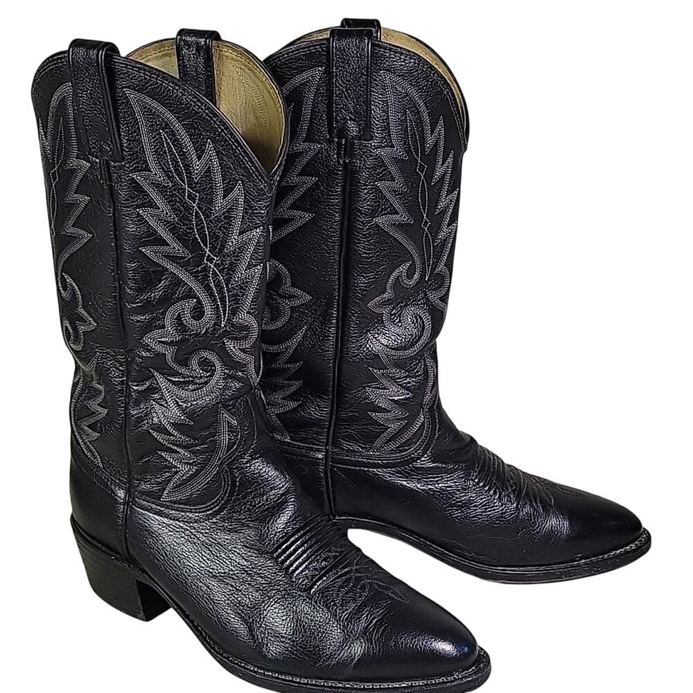 Dan Post Milwaukee Black Leather Western Cowboy Boots Mens Size 8.5EW
